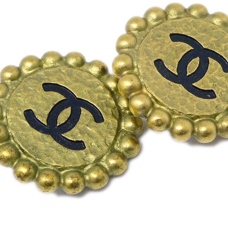 Chanel Button Earrings Gold Clip-On 95P