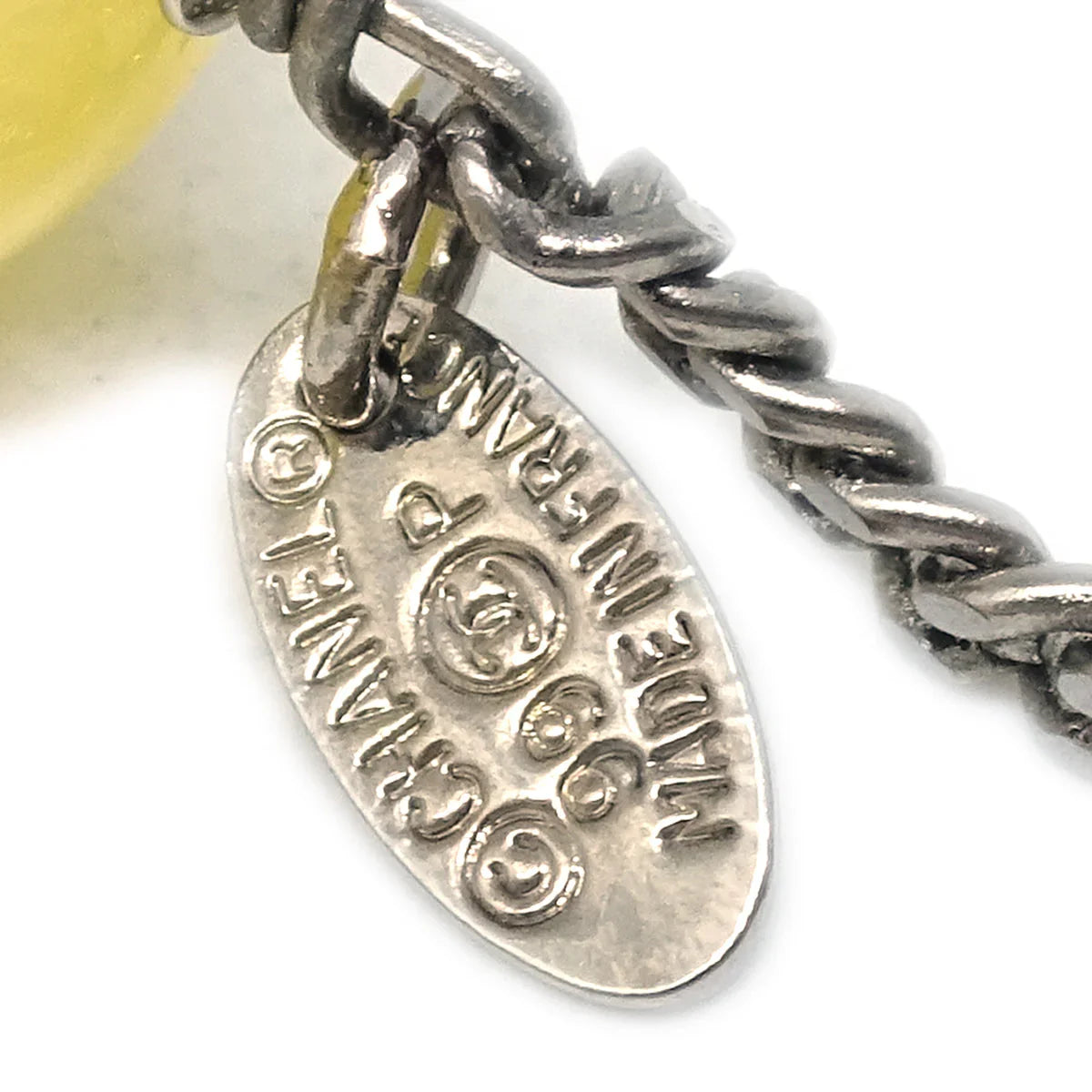 Chanel Artificial Pearl Silver Chain Necklace White 99P