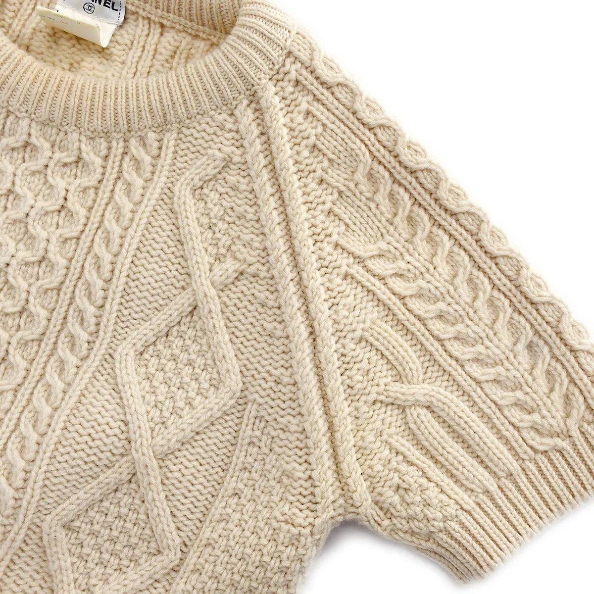 Chanel Fall 1996 Wool Fisherman Knit Short Sleeve Jumper #38