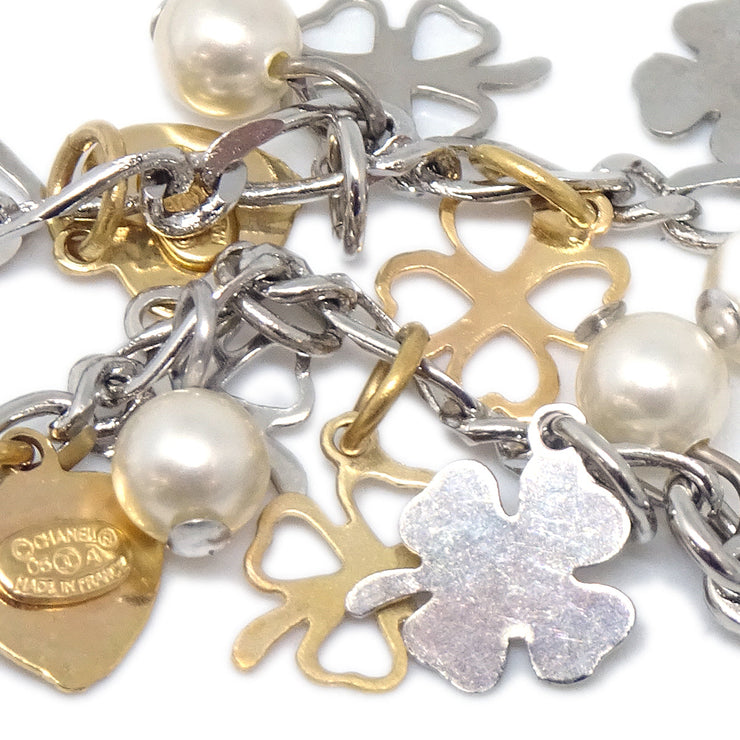 Chanel Artificial Pearl Dangle Piercing Earrings Gold 06A