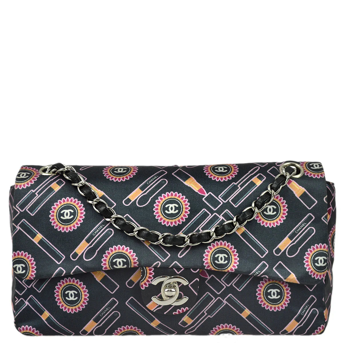 Chanel 2004-2005 Satin Lipstick Classic Single Flap Shoulder Bag