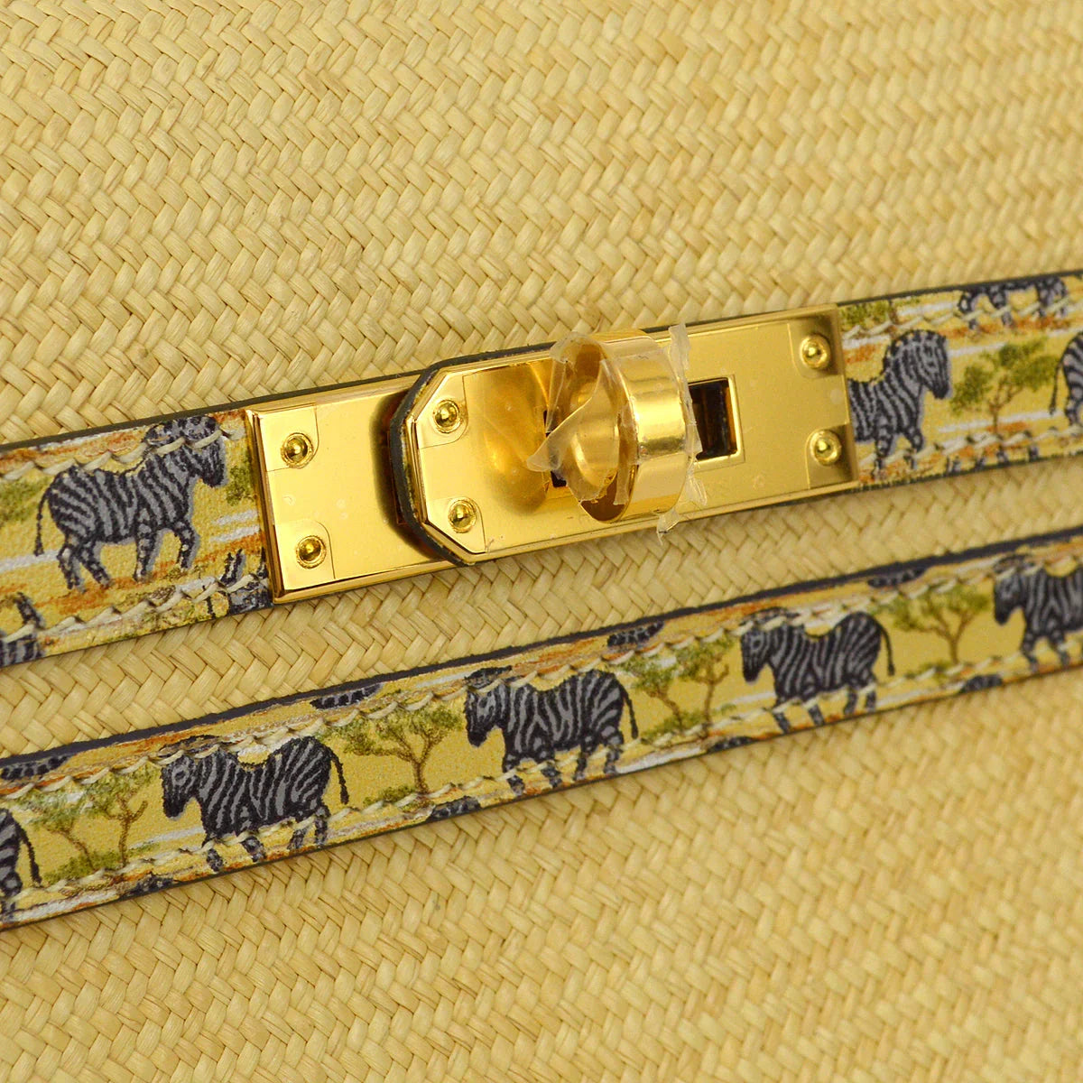 Hermes * 1985 Straw Zebra Mini Kelly 20