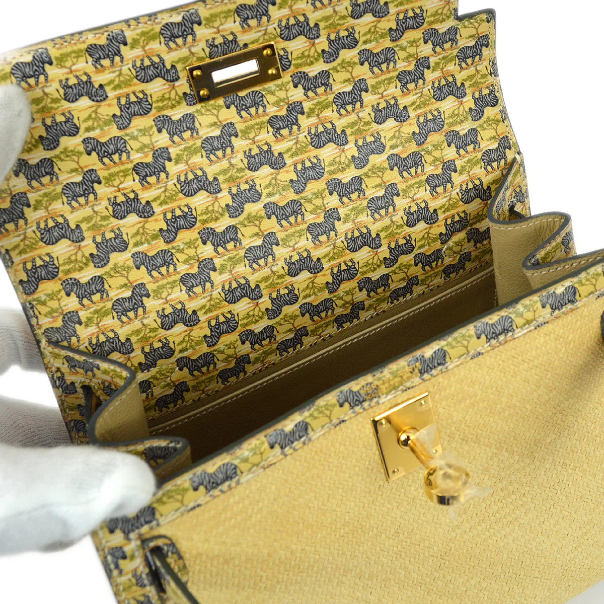Hermes * 1985 Straw Zebra Mini Kelly 20