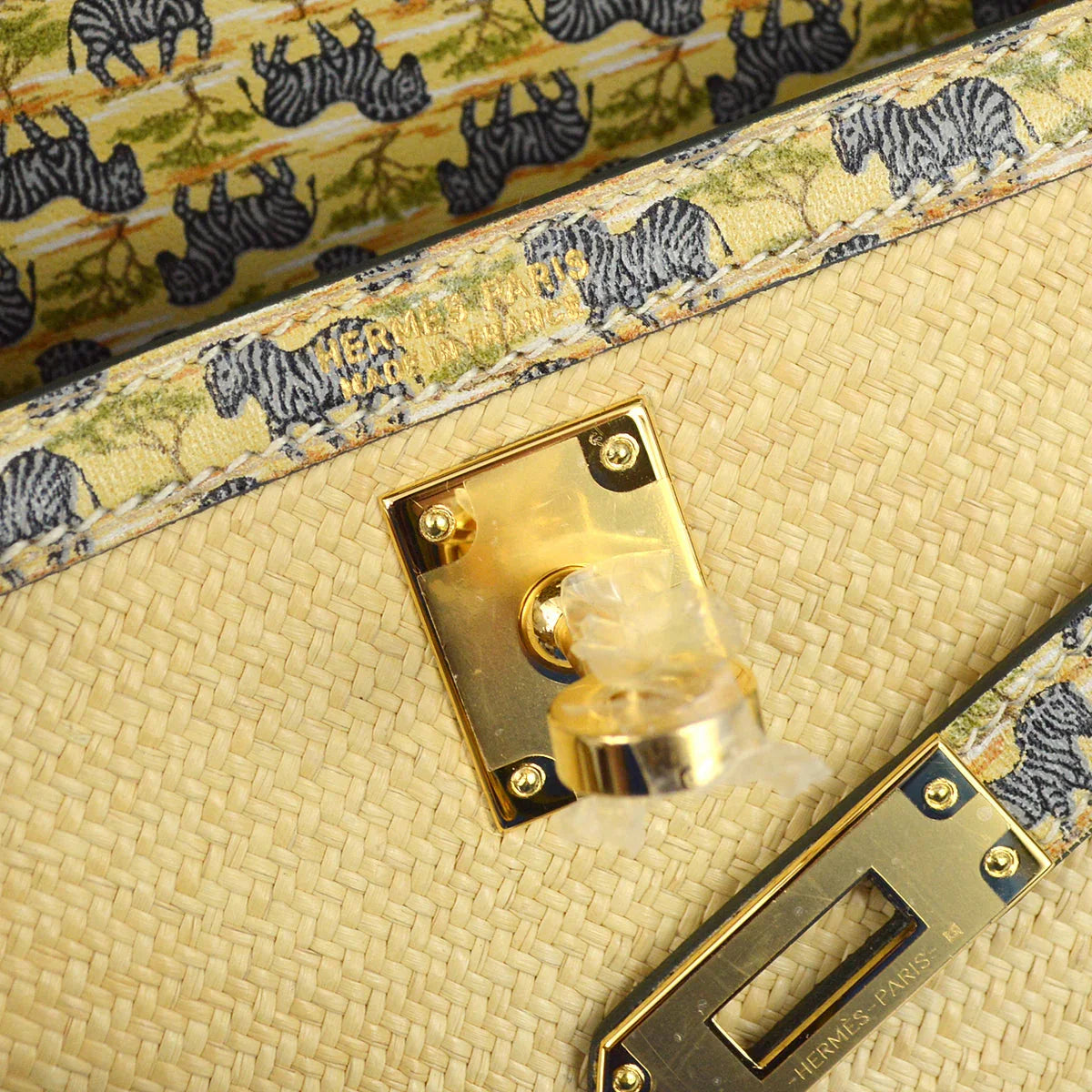 Hermes * 1985 Straw Zebra Mini Kelly 20