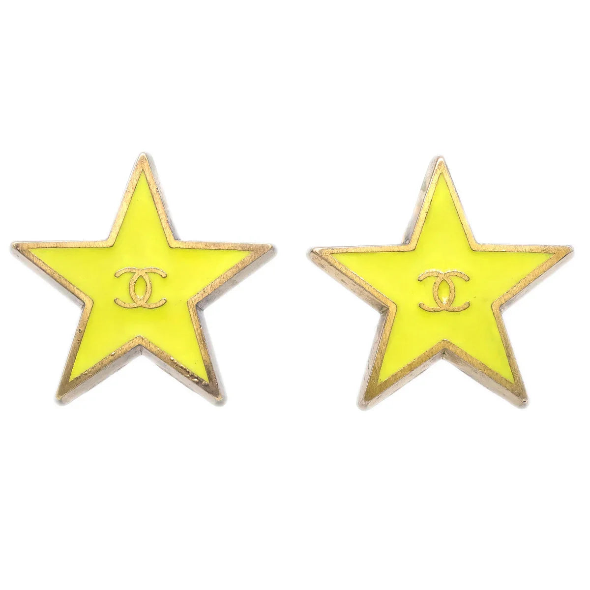 Chanel Star Earrings Clip-On Yellow 01P