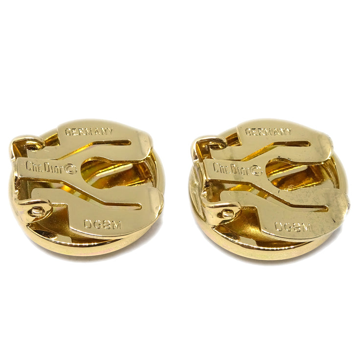 Christian Dior Button Earrings Clip-On Gold