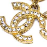 Chanel Rhinestone Dangle Earrings Clip-On Gold