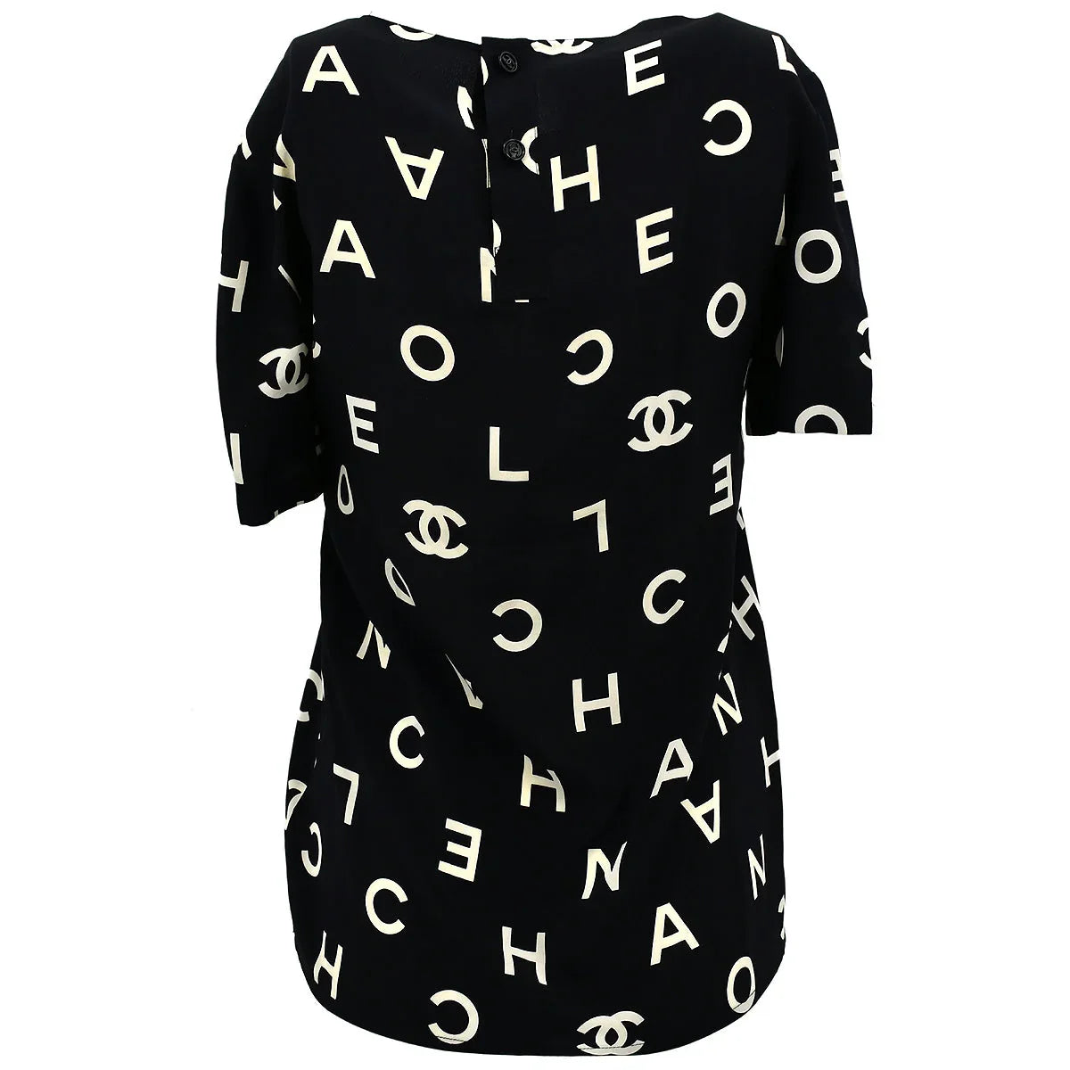 Chanel Spring 1997 Short Sleeve Shirt Blouse Top Black #38