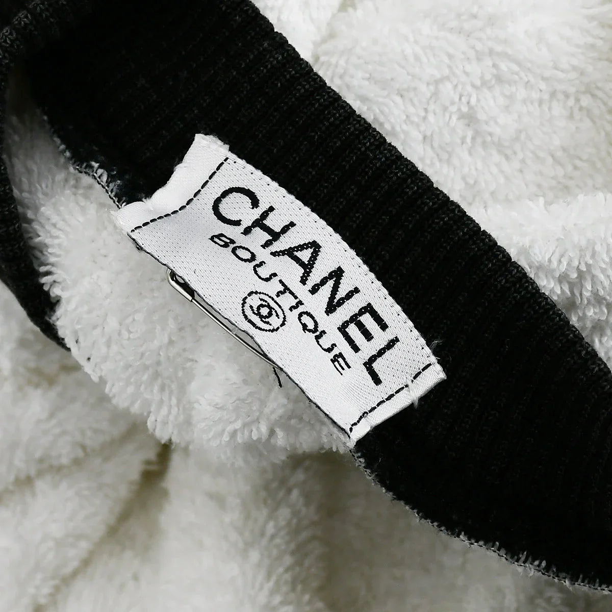 Chanel Terry Cloth Sweatshirt White Black
