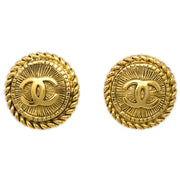 Chanel Button Earrings Clip-On Gold