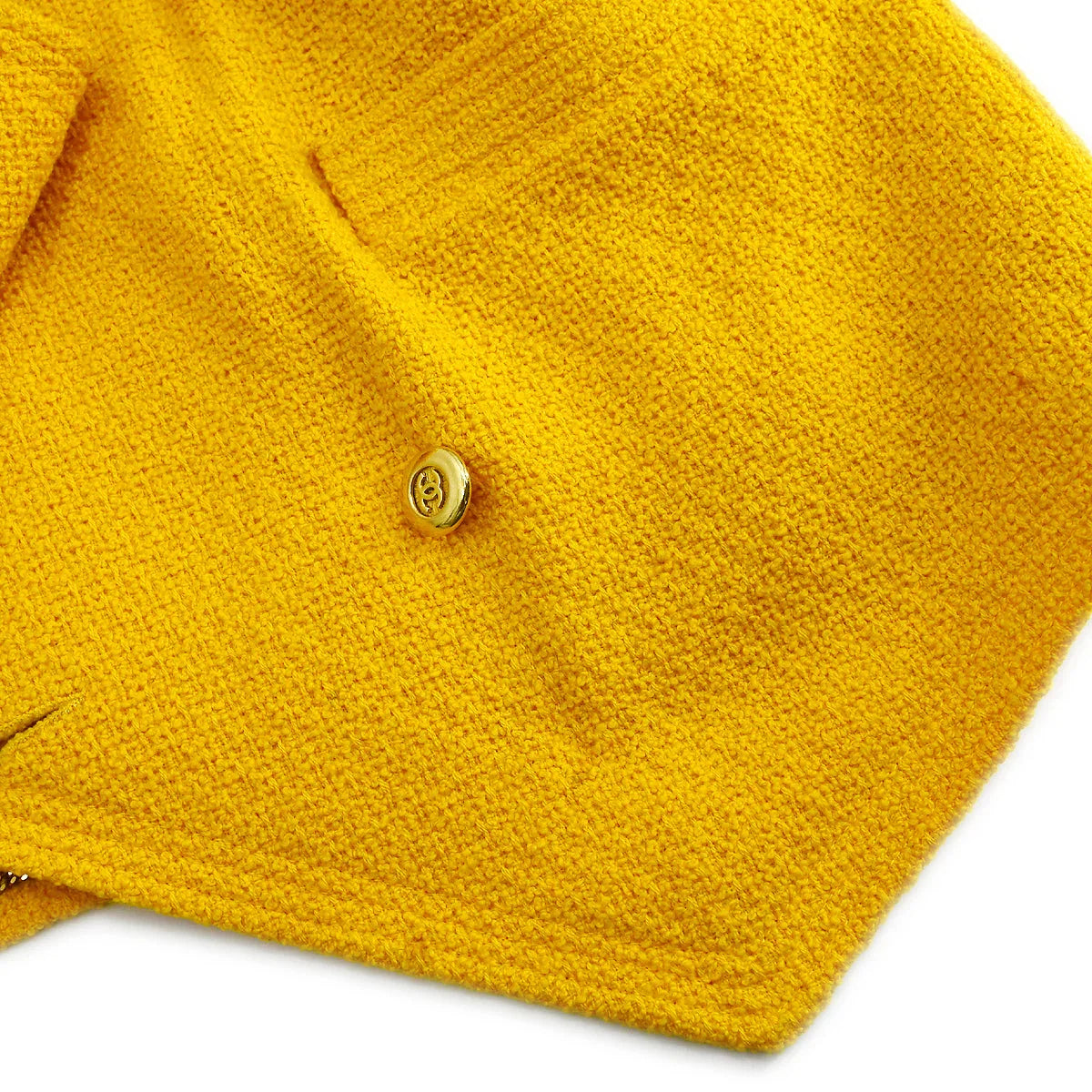 Chanel Double Breasted Collarless Jacket Yellow 17 #38