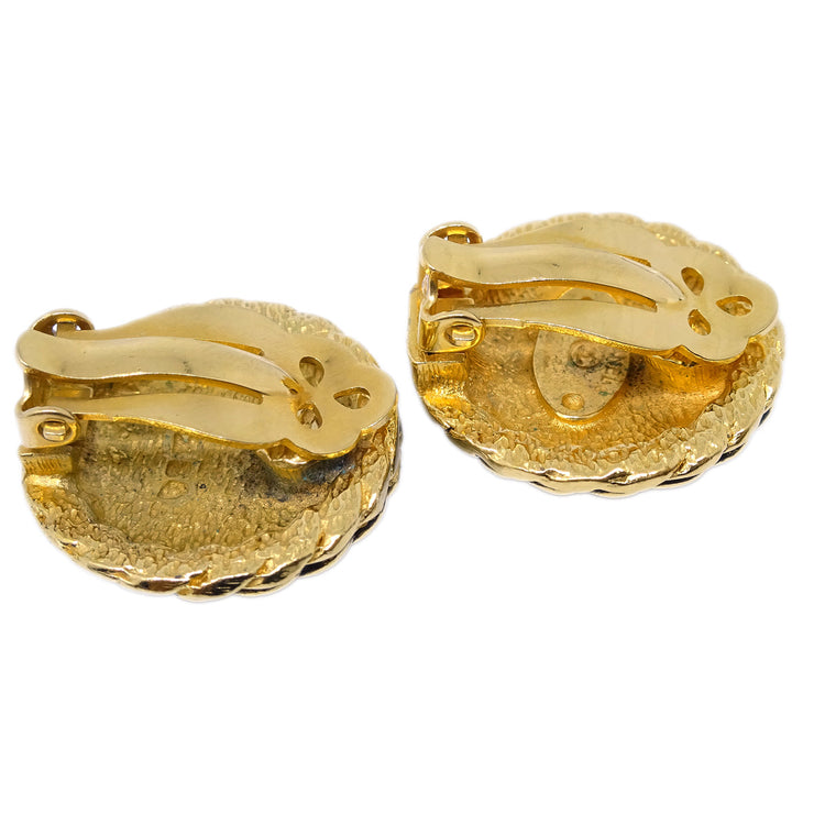 Chanel Button Earrings Gold Clip-On 2236