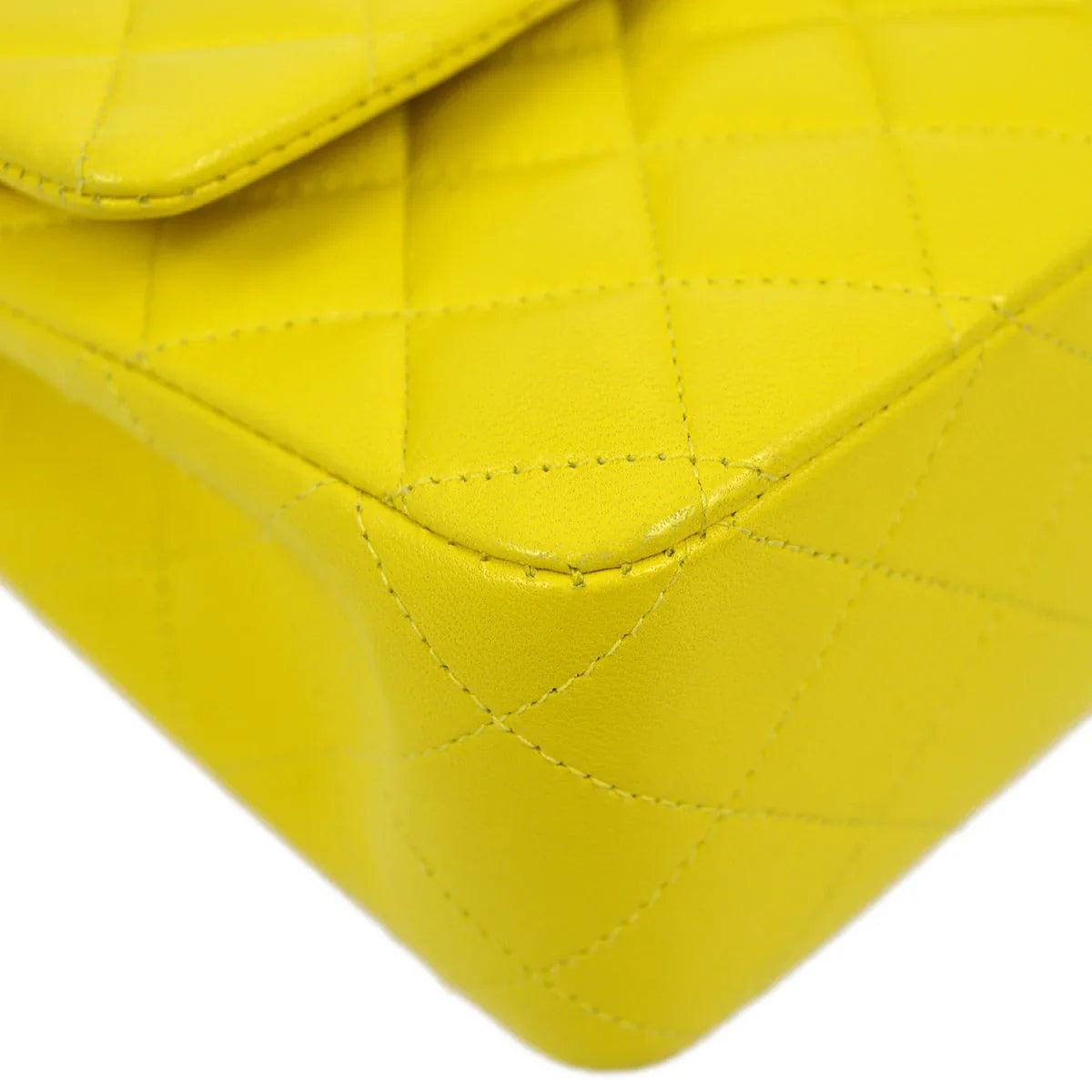 Chanel * 2000-2001 Yellow Lambskin Medium Classic Double Flap Bag