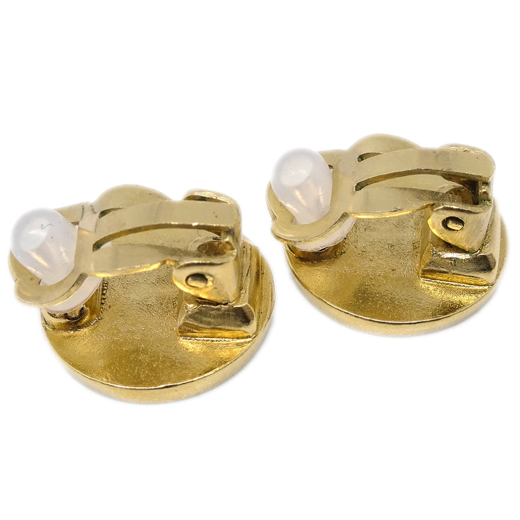 Chanel 2000 Gold & Black 'CC' Button Earrings