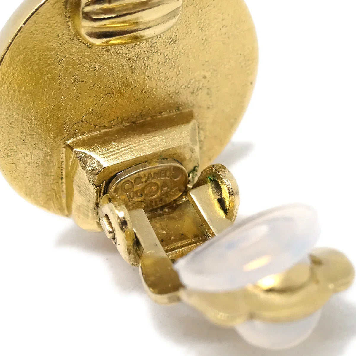 Damage Chanel 2000 Gold & Black CC Button Earrings