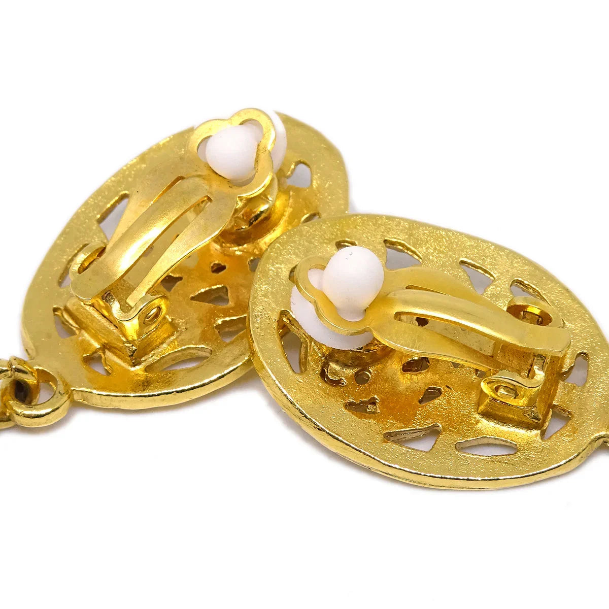 Chanel Gold Dangle Earrings Clip-On 95A