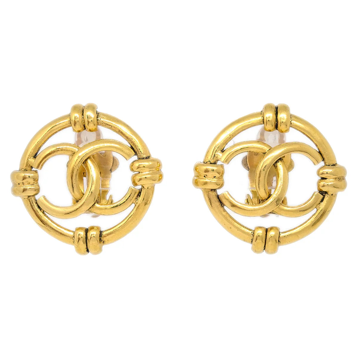 Chanel Gold Button Earrings Clip-On 94A