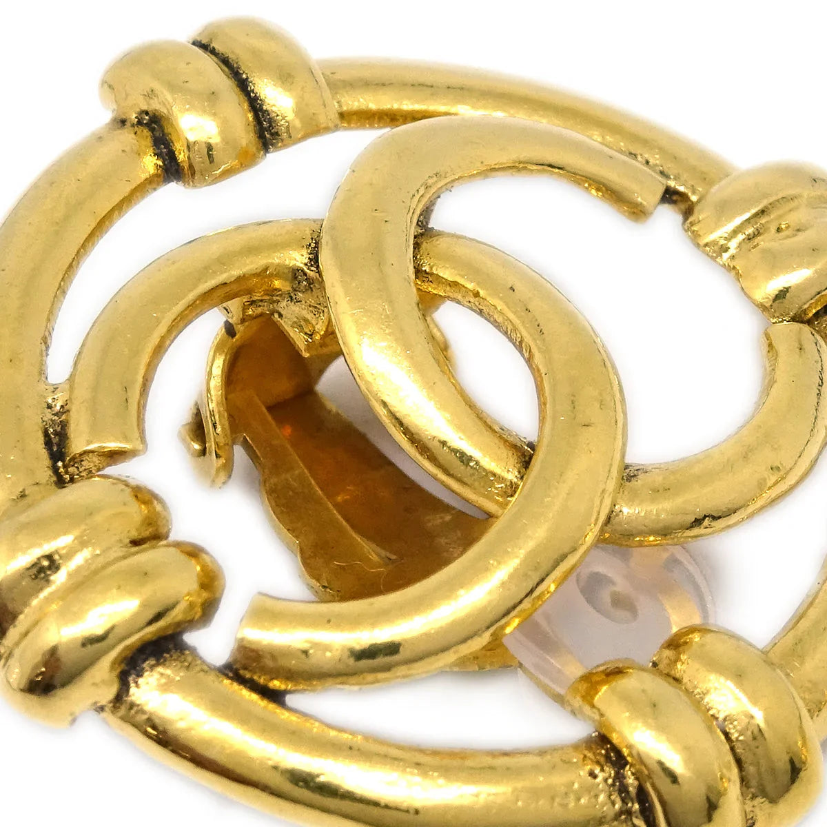 Chanel Gold Button Earrings Clip-On 94A