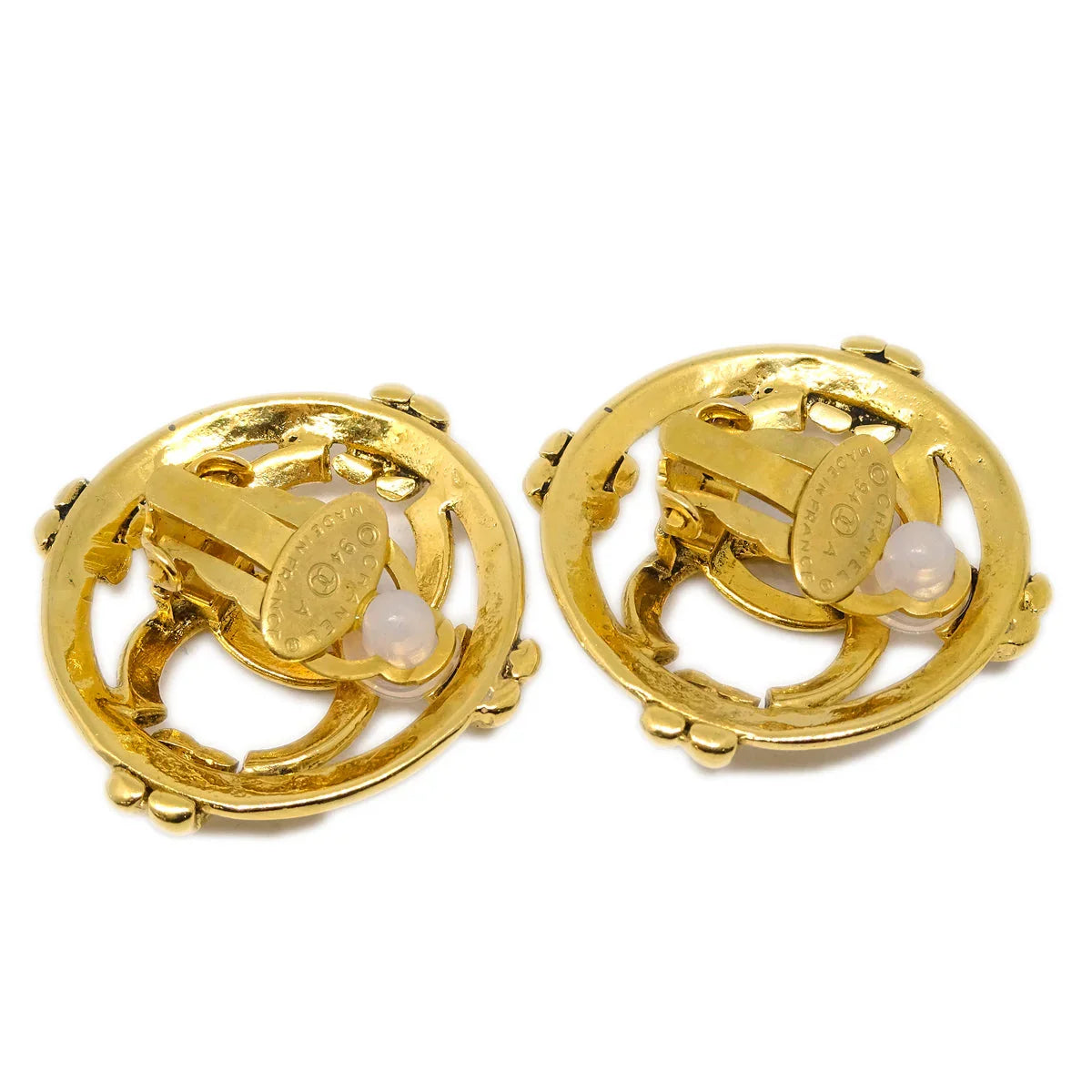 Chanel Gold Button Earrings Clip-On 94A