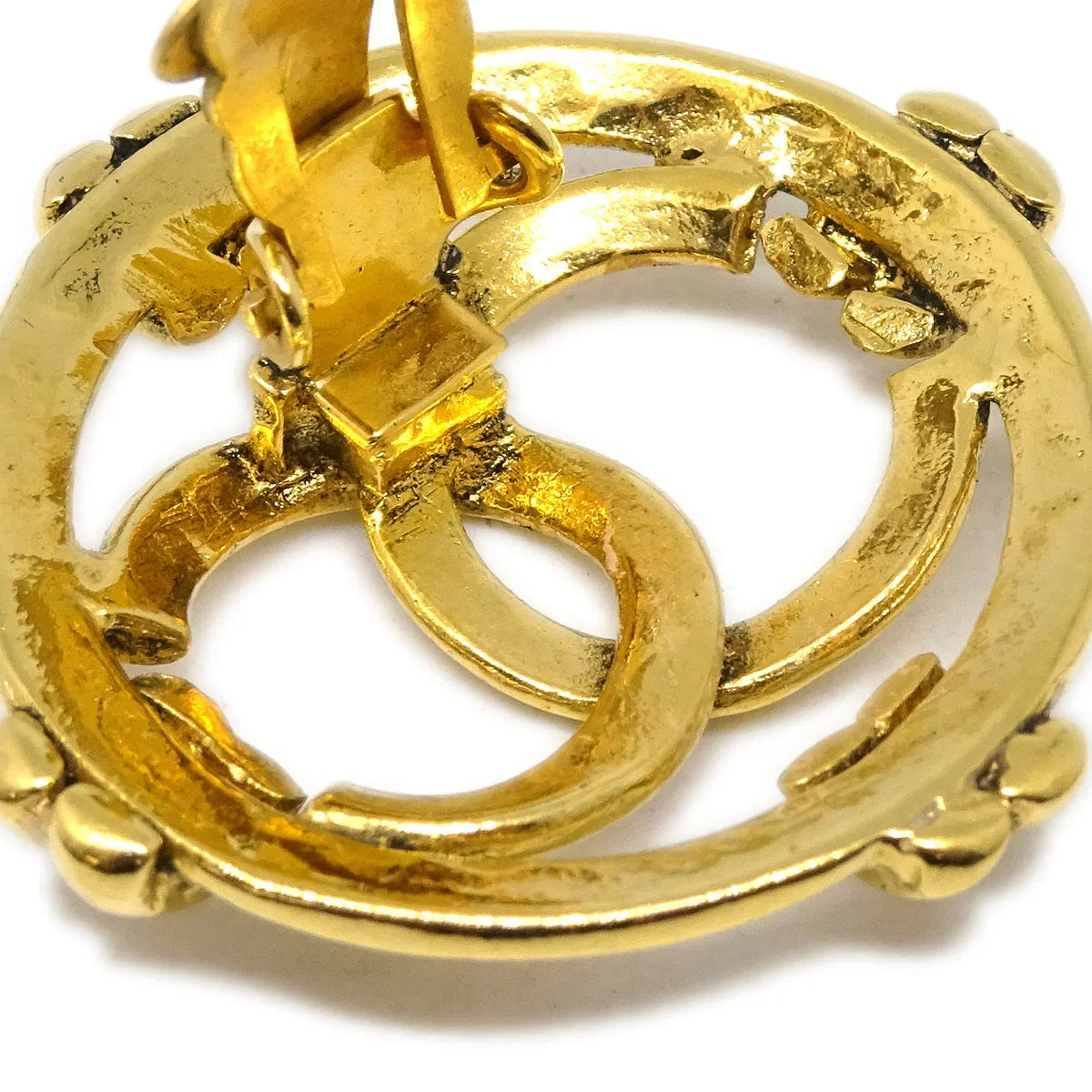 Chanel Gold Button Earrings Clip-On 94A