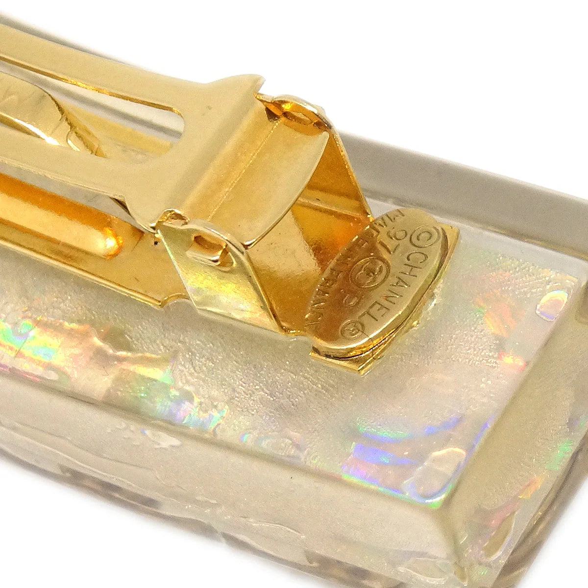 Chanel Hair Clip Hairpin Barrette Clear 97P
