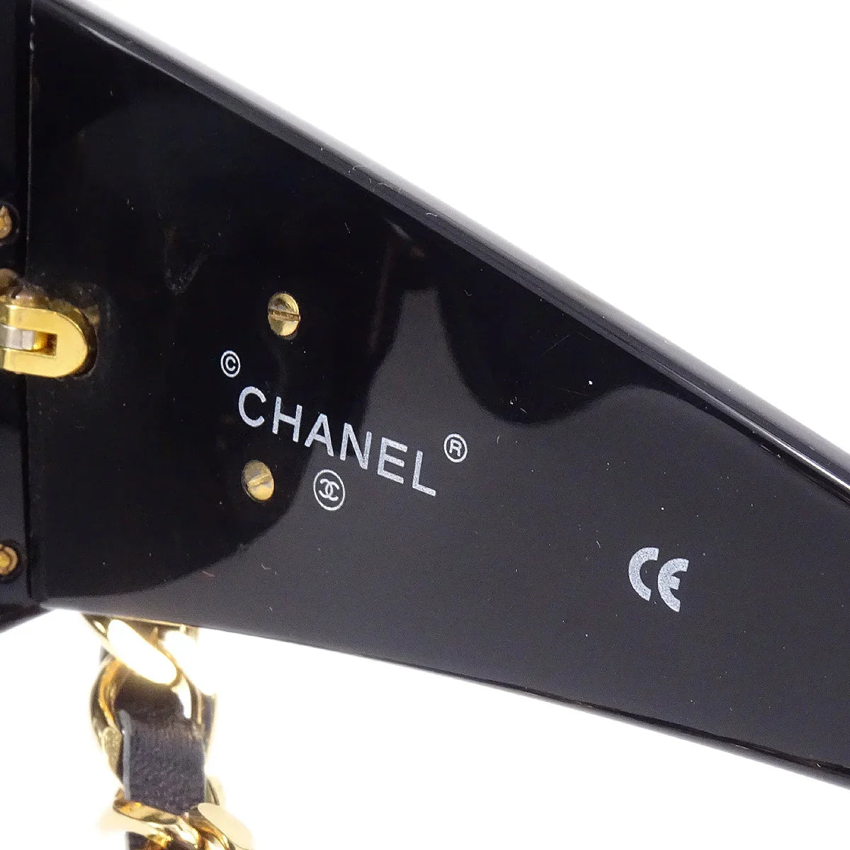Chanel Chain Sunglasses Eyewear Black Small Good