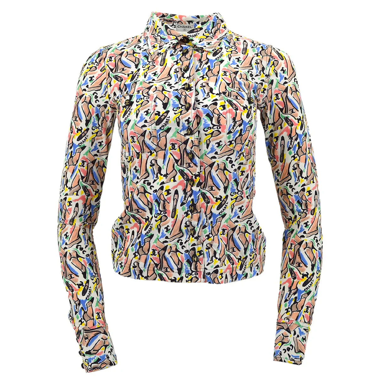Chanel spring 1995 shoe-print shirt #36