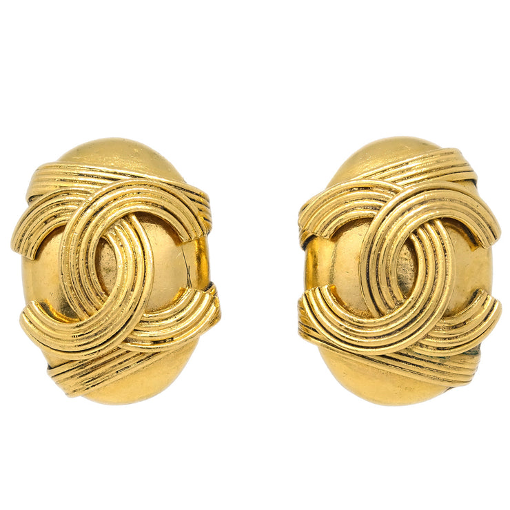 Chanel Gold Oval Earrings Clip-On 94A