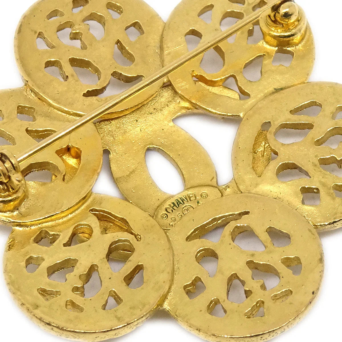 Chanel Flower Brooch Pin Gold 95A