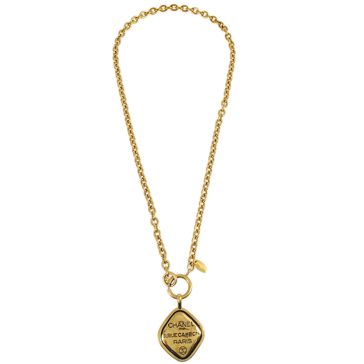 Chanel Plate Gold Chain Pendant Necklace