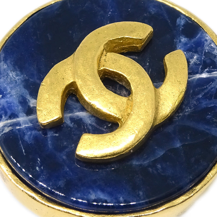 Chanel Blue Stone Button Earrings Clip-On 95A