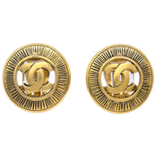 Chanel Gold Button Earrings Clip-On