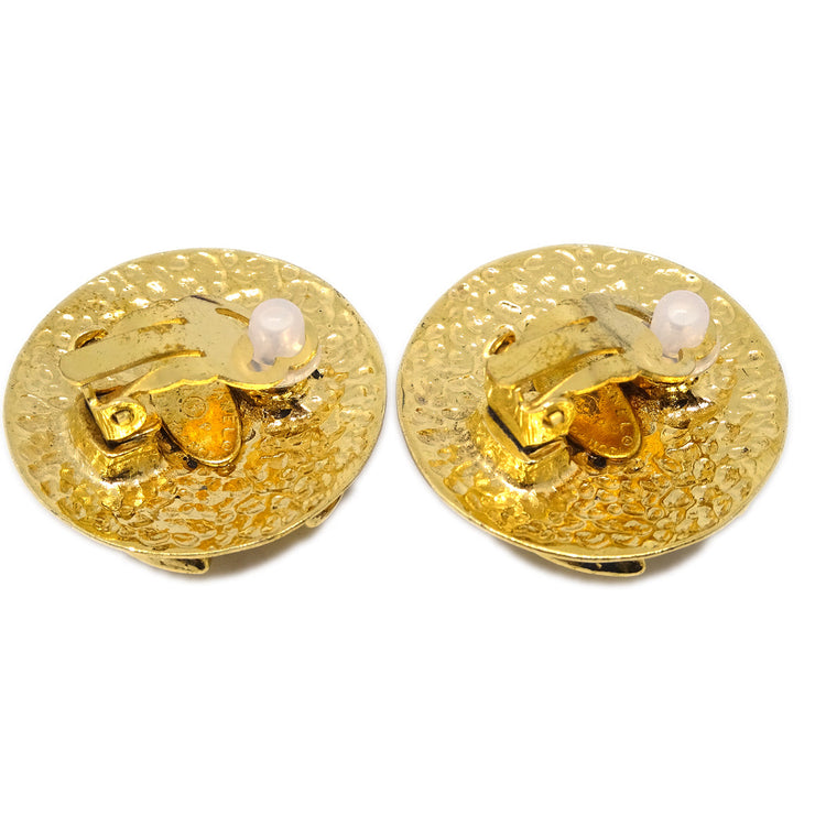Chanel Button Earrings Clip-On Gold 94P