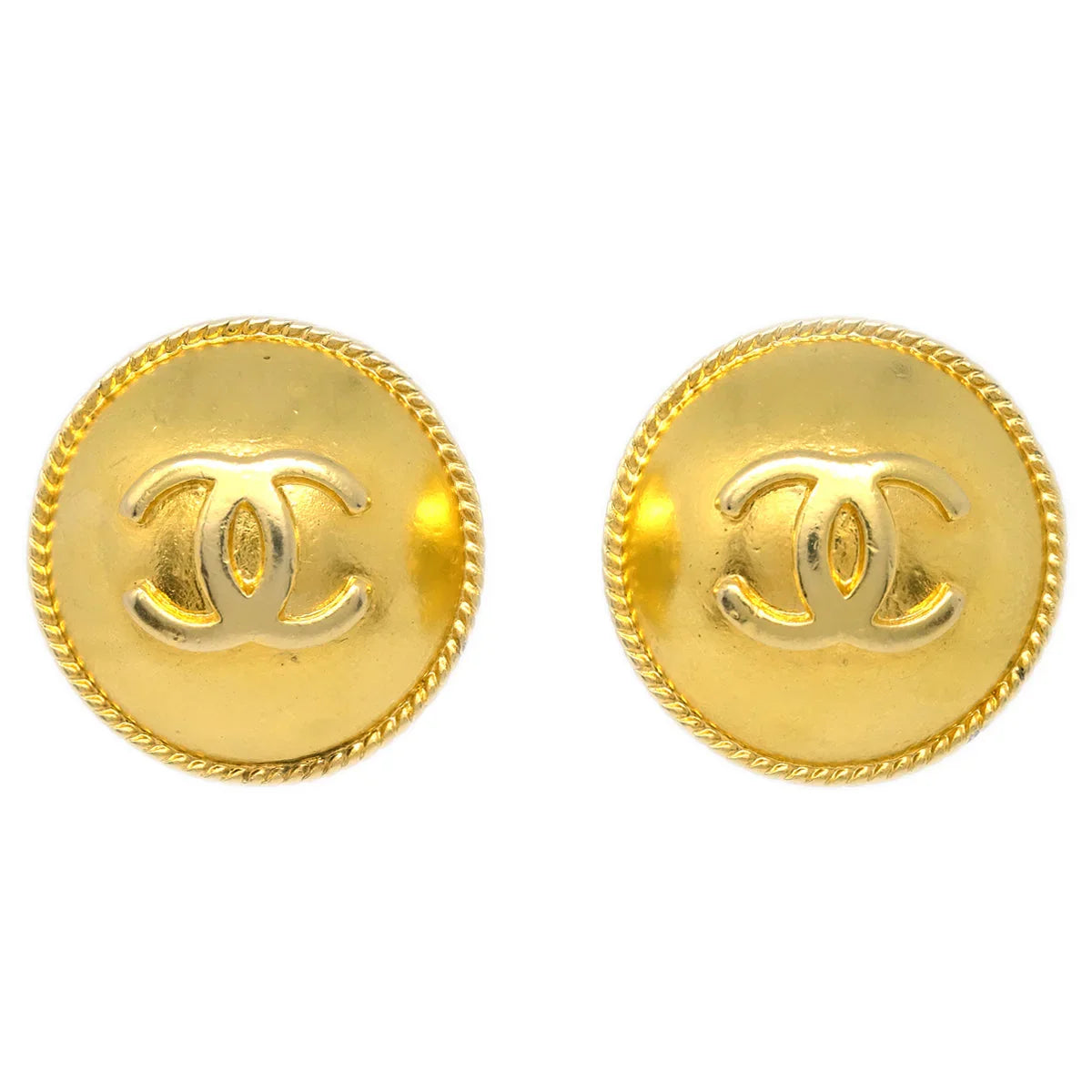 Chanel Gold Button Earrings Clip-On 95P