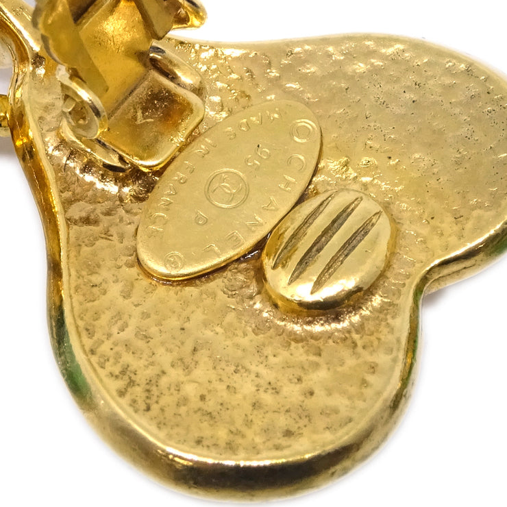 Chanel Gripoix Heaart Earrings Clip-On Gold 95P