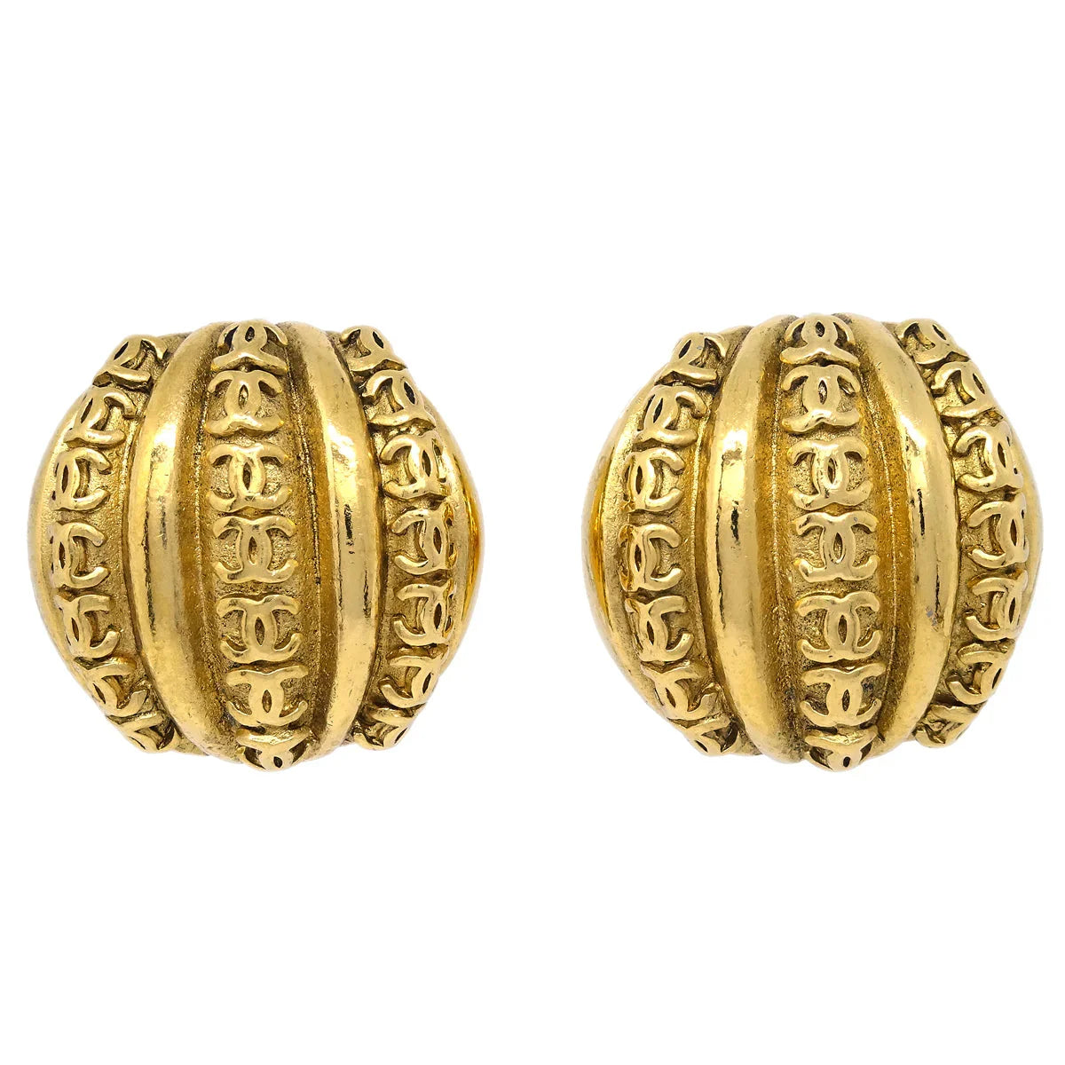 Chanel Gold Button Earrings Clip-On 23