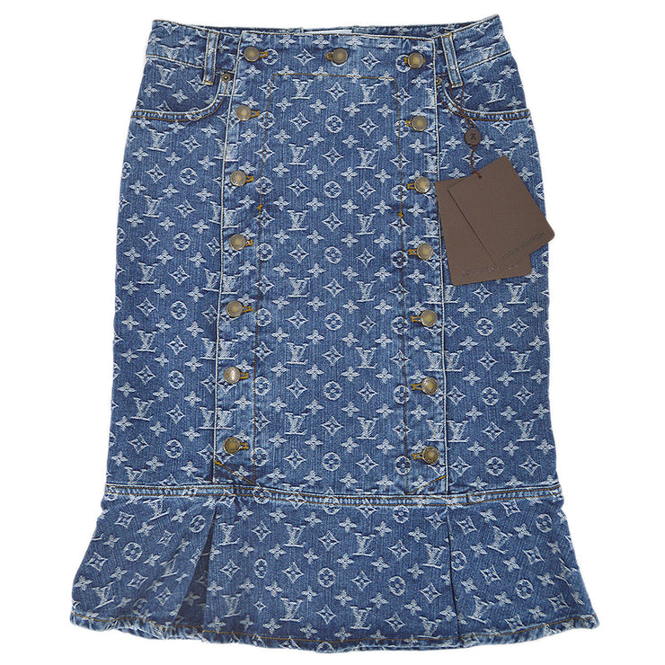 Louis Vuitton 2007 Monogram Denim Skirt #40