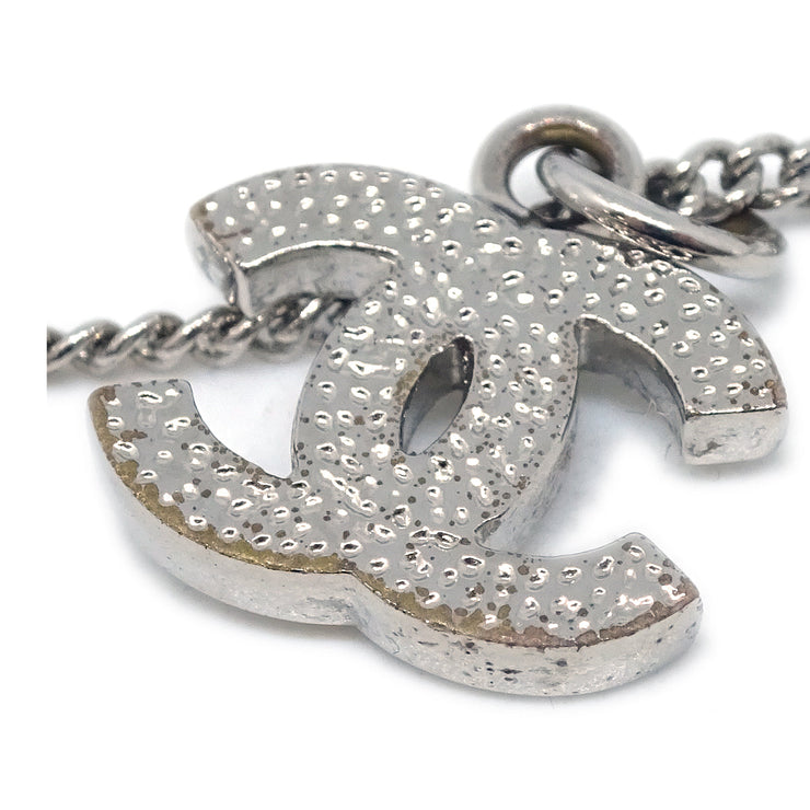 Chanel Silver Necklace Pendant Rhinestone B10V