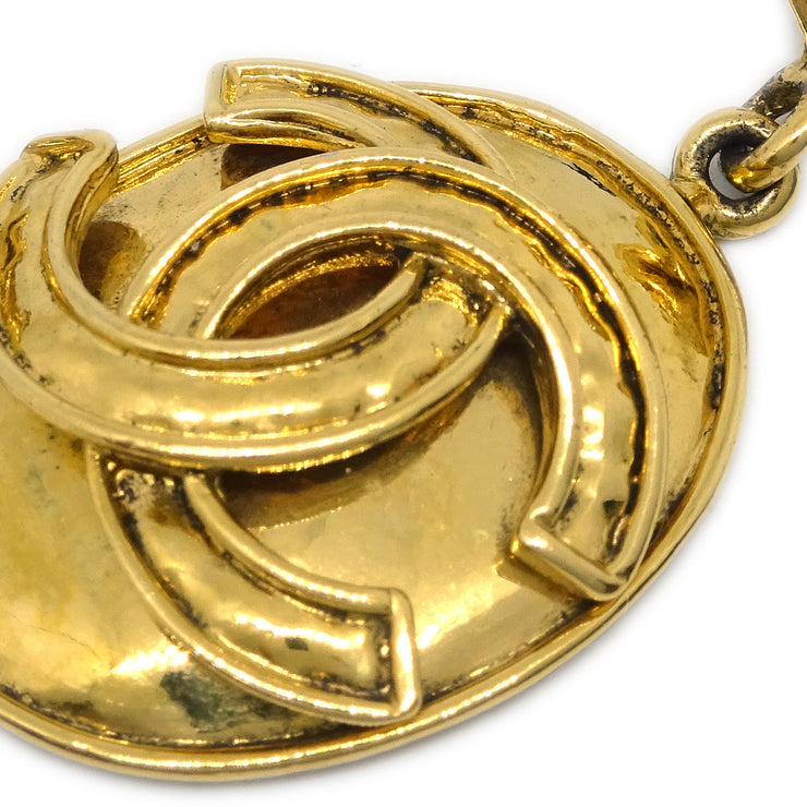 Chanel Gold Dangle Oval Earrings Clip-On 94P