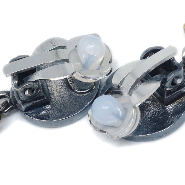 Chanel Silver Dangle Earrings Clip-On 96P