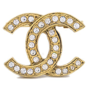 Chanel Gold CC Brooch Pin Rhinestone