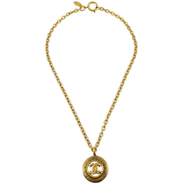Chanel Gold Medallion Pendant Necklace 3242