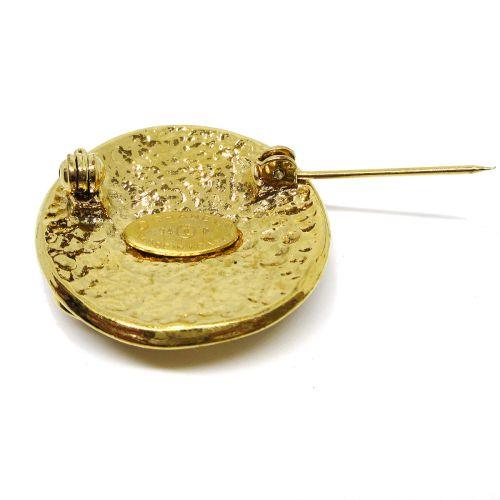CHANEL 1994 CC Round Brooch Gold