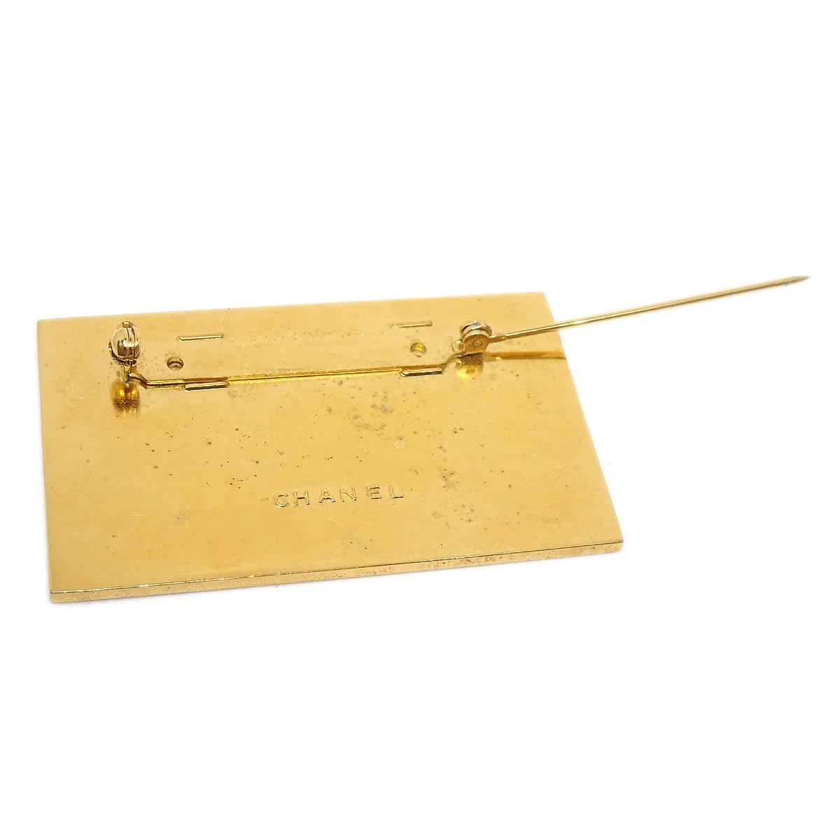 CHANEL Plate Brooch Pin Corsage Gold