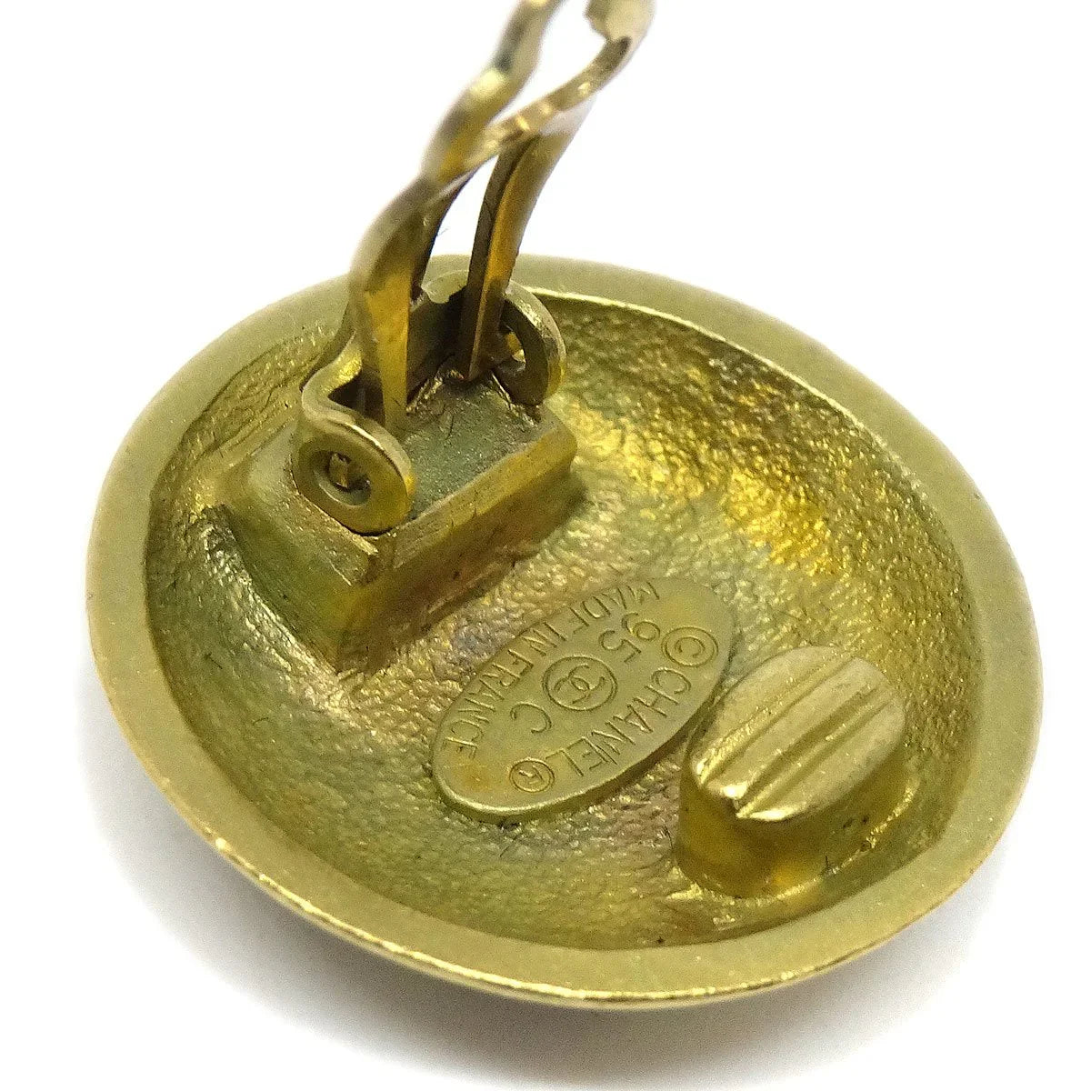CHANEL 1995 Button Earrings Gold