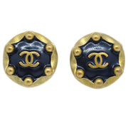 CHANEL 1994 Black & Gold CC Earrings