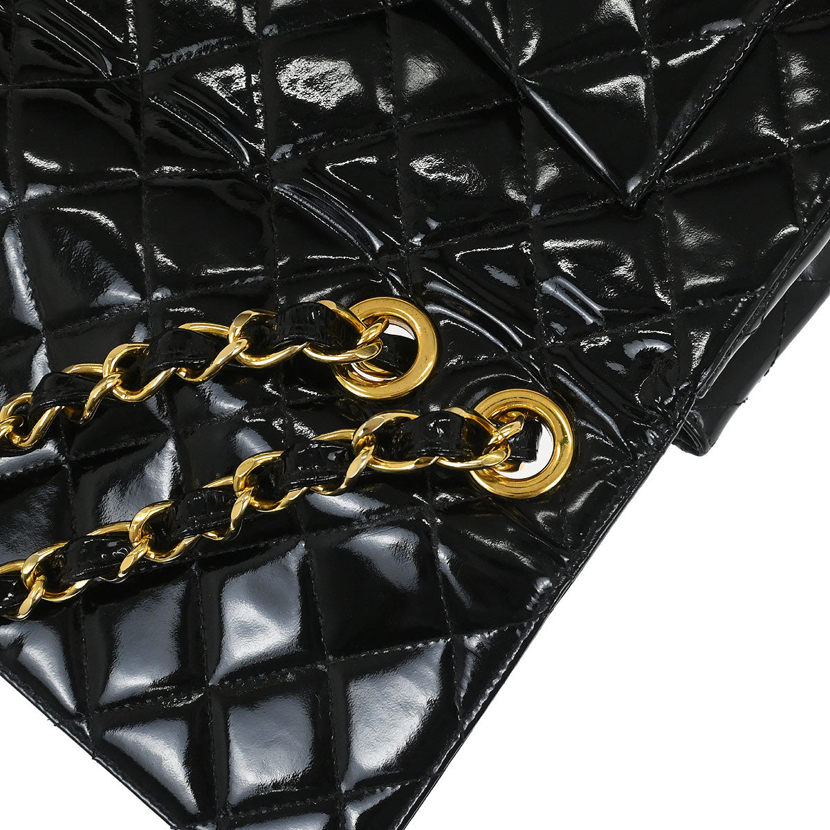 Chanel Black Patent Leather Jumbo Classic Flap Shoulder Bag