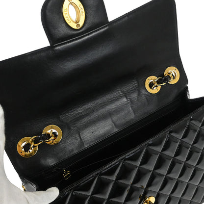 Chanel Black Patent Leather Jumbo Classic Flap Shoulder Bag