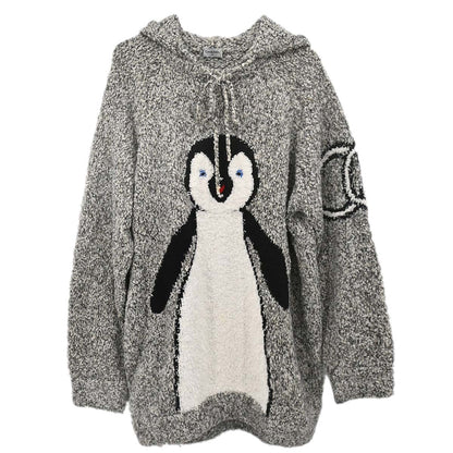 Chanel Penguin Long Sleeve Dress Gray