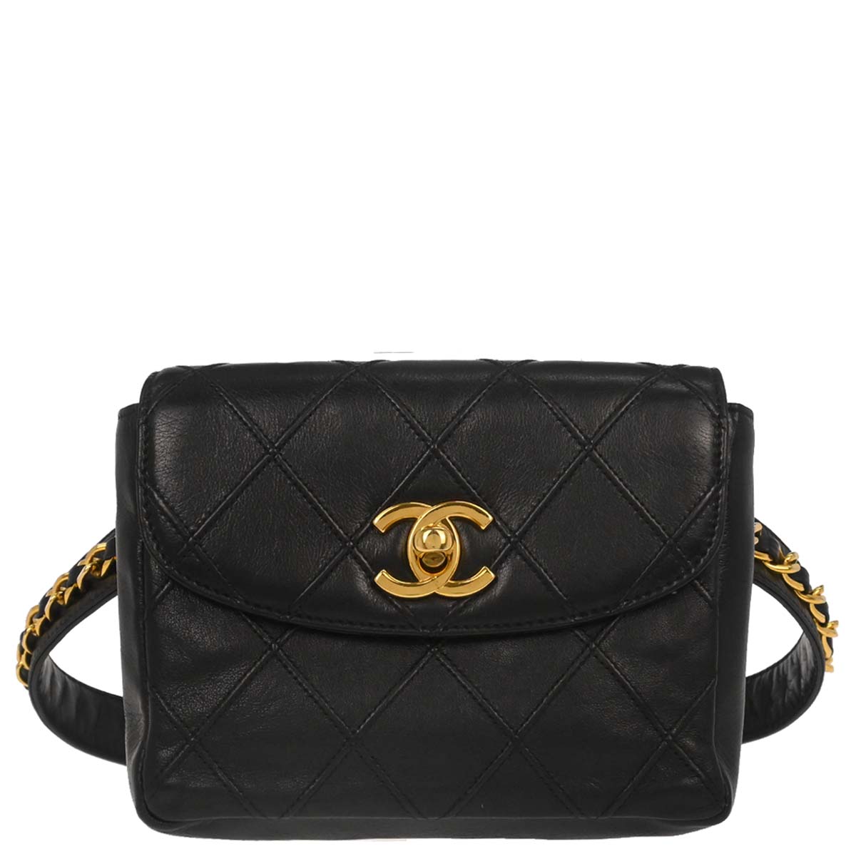 Chanel Black Lambskin Bicolore Waist Bum Bag #65/26